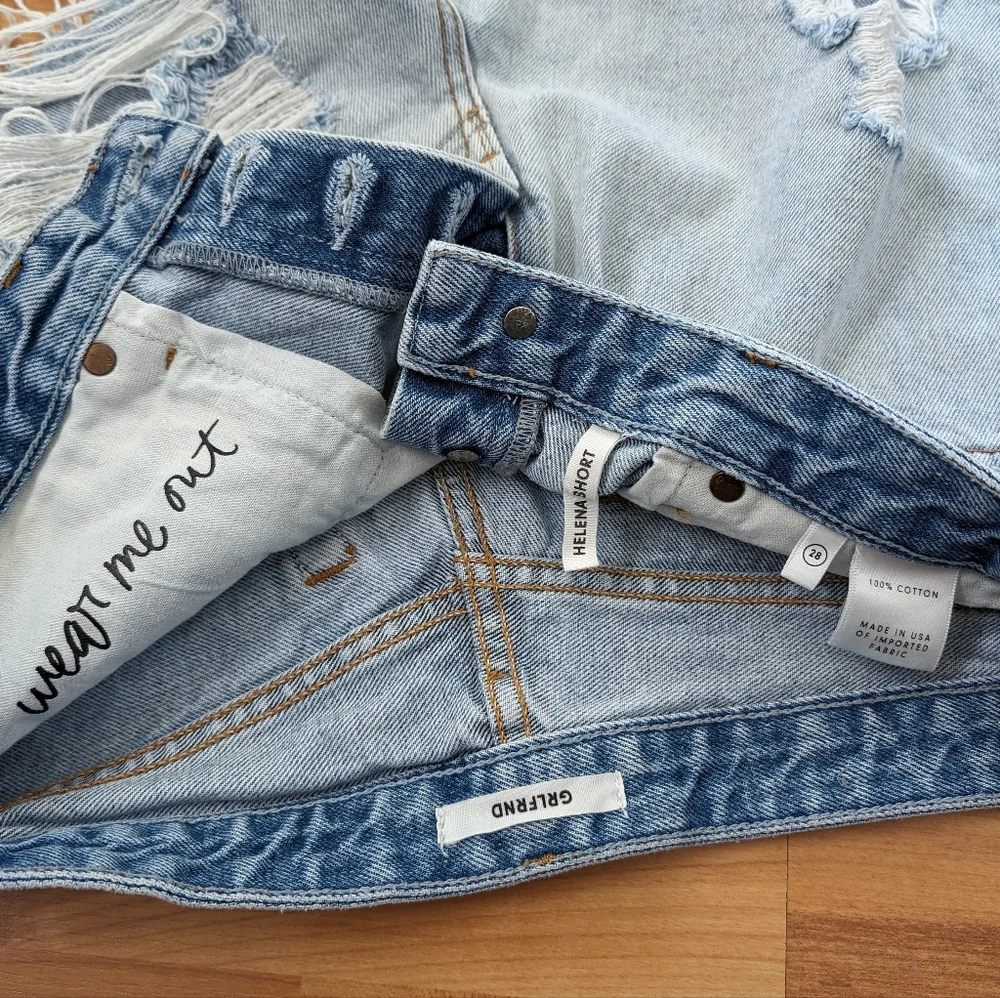 GRLFRND Helena Jean Shorts 28 High Rise Cut Off  Kiki Distressed